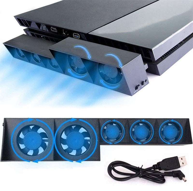 Linkhood Cooling Fan for PS4, USB External Cooler 5 Fan Turbo Temperature Control Cooling Fans for Sony PlayStation 4 Gaming Console (for PS4 ONLY) - Image 1